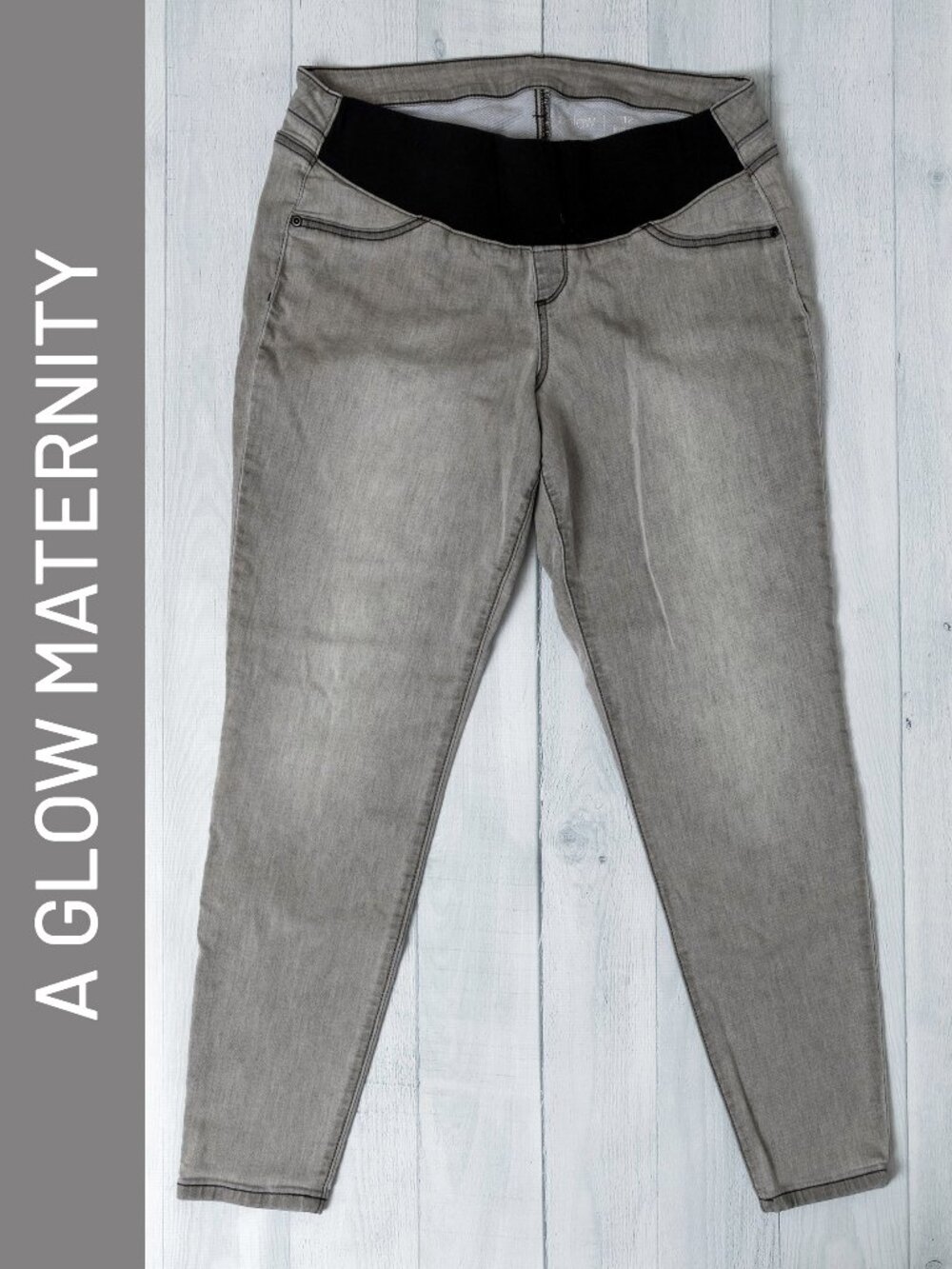 A Glow Maternity Jeans Gray Jegging Low Rise Stretch - Size 12